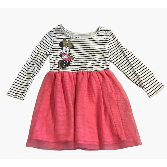Disney Jumping Beans Minnie Mouse Tulle Skirt Long Sleeve Stripe 2 Dresses Avail - Picture 1 of 5